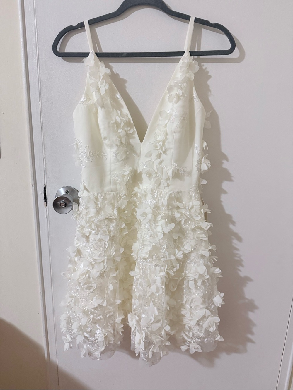 Helsi Riley Floral Appliqué V-Neck Fit & Flare Mini Dress Sz S